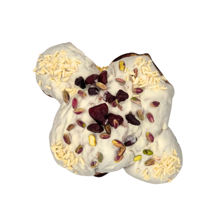 Colomba "Carrettu"con Chunks di Cioccolato Bianco, Fragoline e Crema al Pistacchio Extra