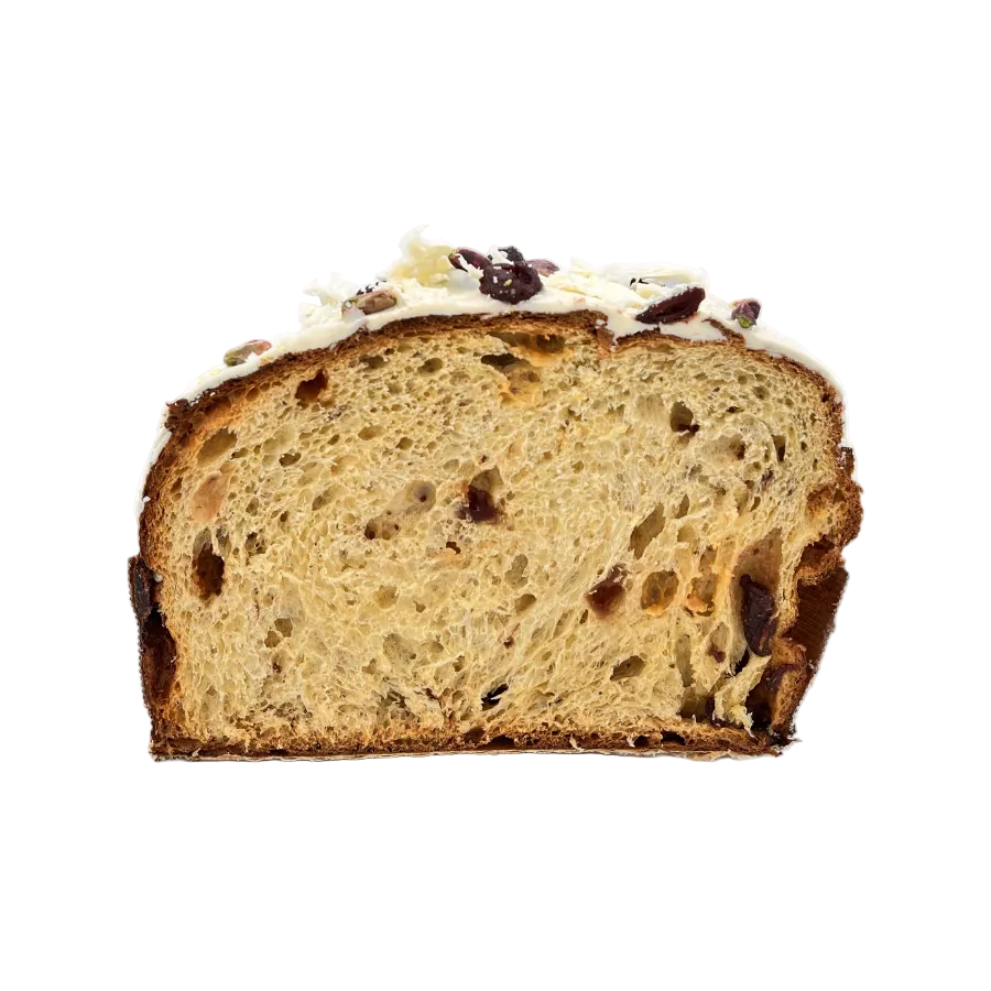 Colomba "Carrettu"con Chunks di Cioccolato Bianco, Fragoline e Crema al Pistacchio Extra